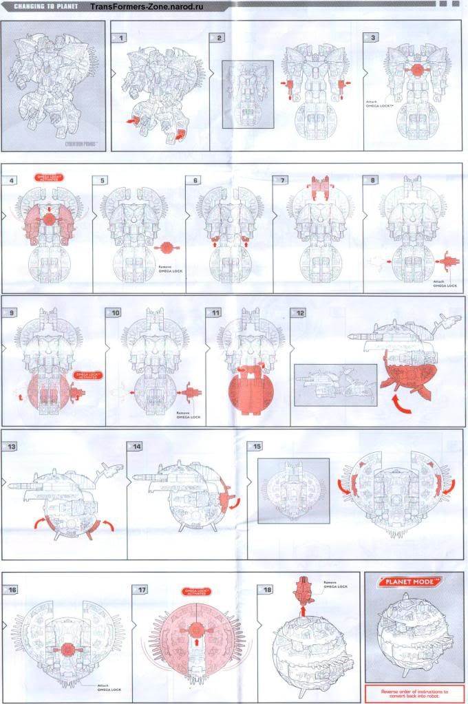 Inciso Transformers Cybertron Primus Instructions Sheet